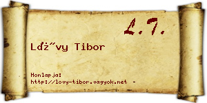 Lővy Tibor névjegykártya